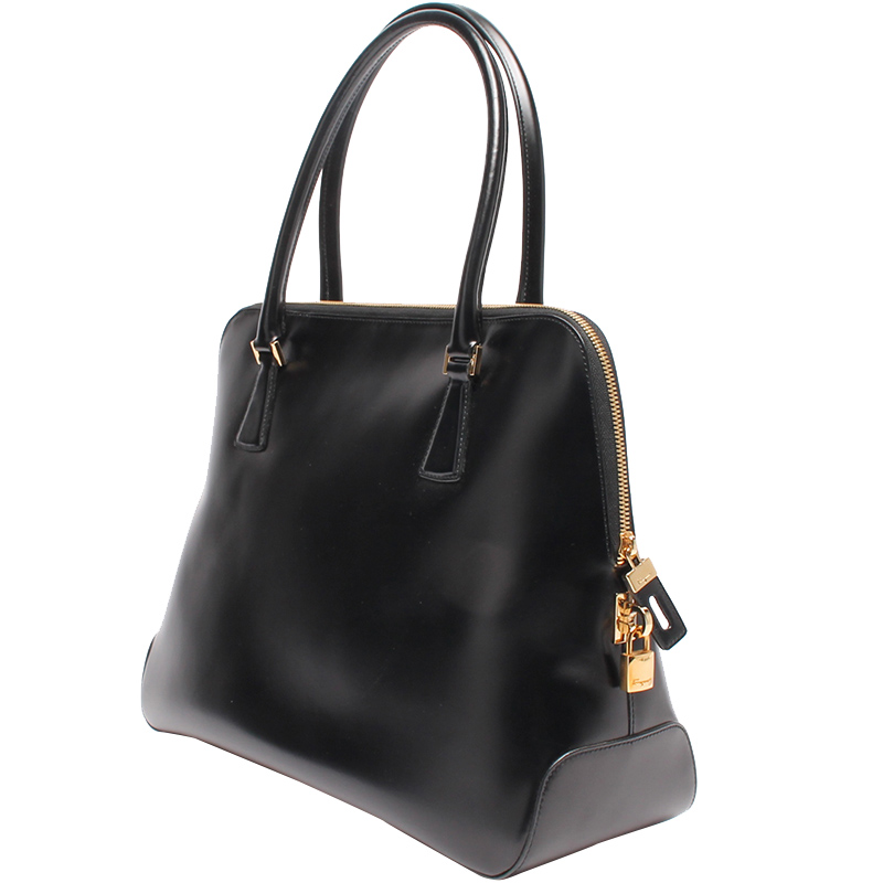 

Salvatore Ferragamo Black Leather Top Handle Bag
