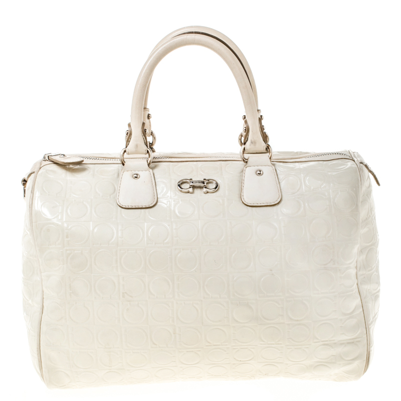 salvatore ferragamo white handbag