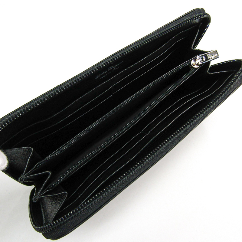 

Salvatore Ferragamo Black Leather Gancini Zip Around Wallet