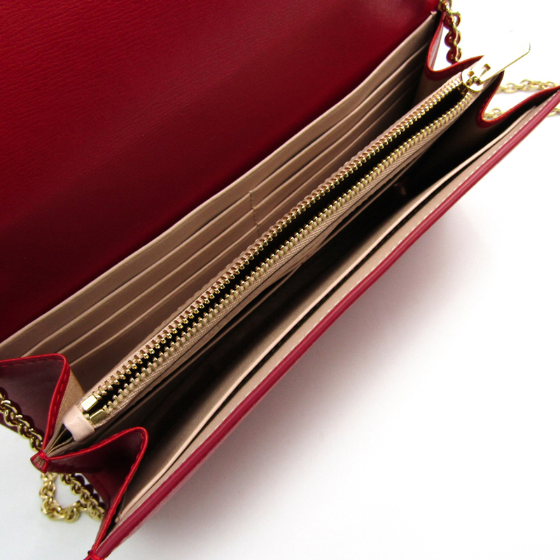 

Salvatore Ferragamo Red Leather Gancini Chain Wallet