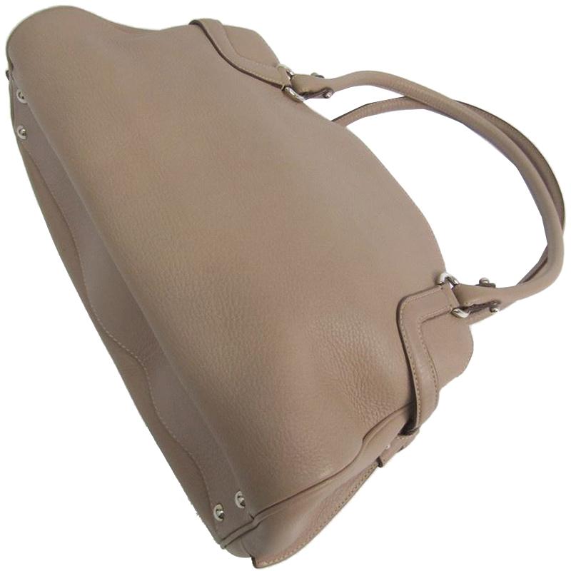 

Salvatore Ferragamo Beige Leather Gancini Drawstring Satchel