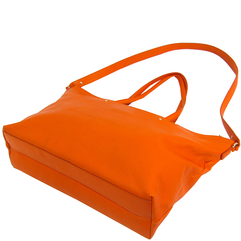 

Salvatore Ferragamo Orange Leather Gancini Tote