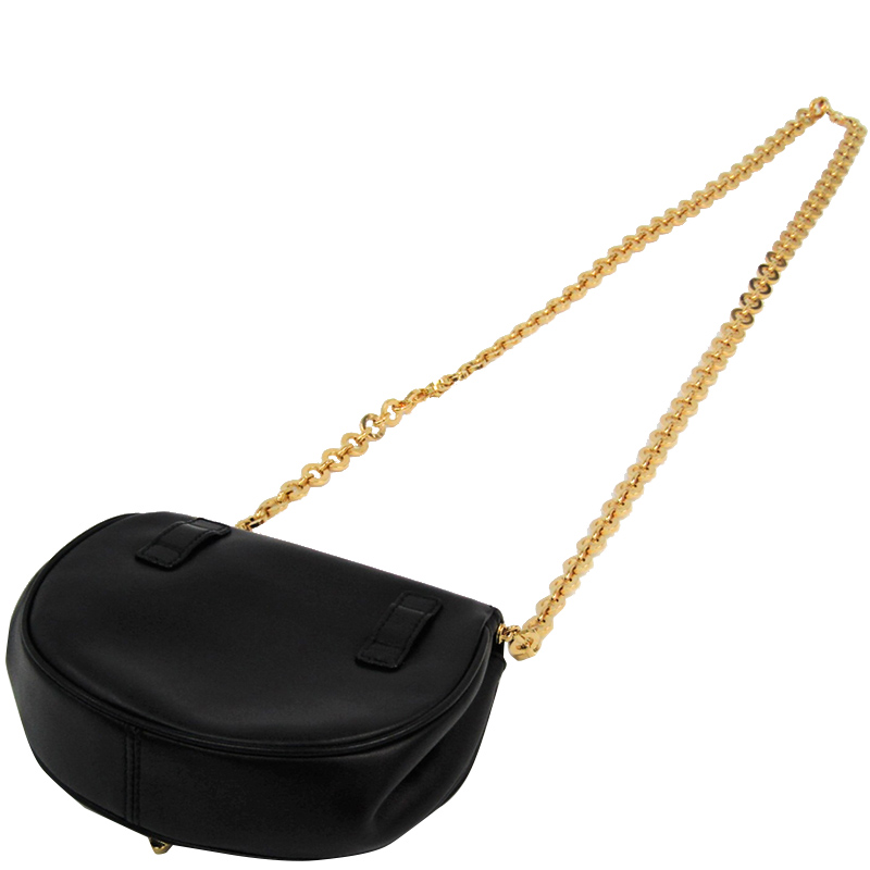 

Salvatore Ferragamo Black Leather Gancini Chain Shoulder Bag