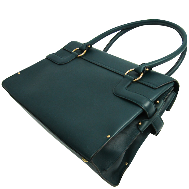 

Salvatore Ferragamo Green Leather Gancio Tote
