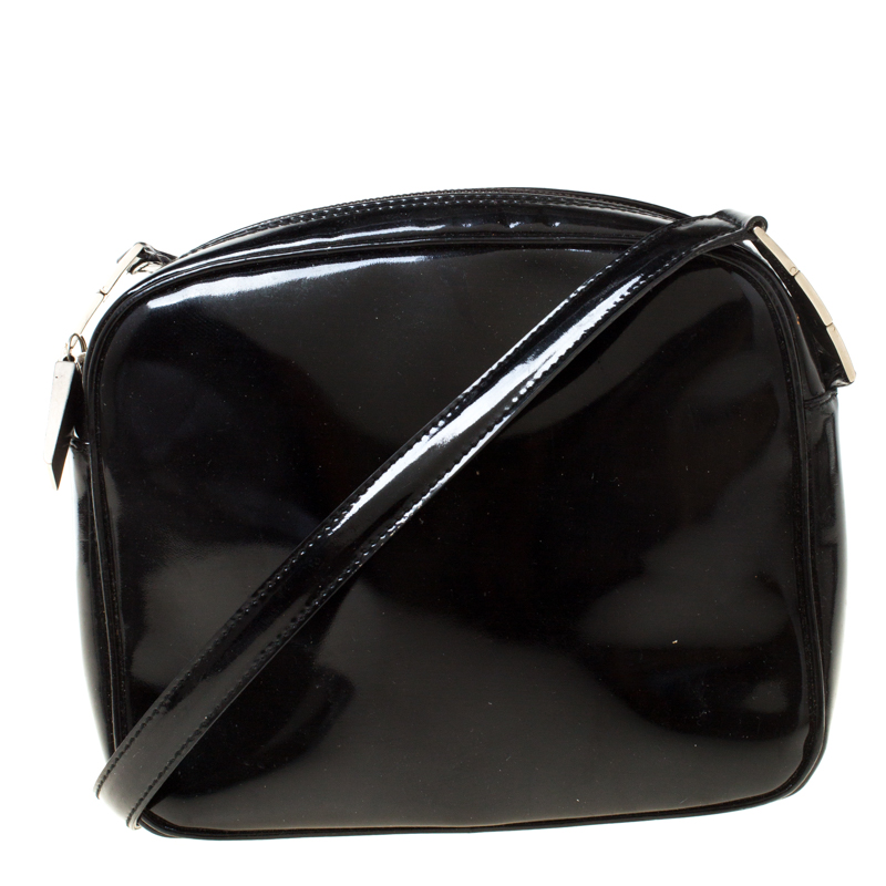 black patent leather crossbody