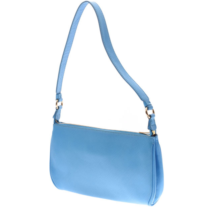 

Salvatore Ferragamo Light Blue Leather Gancini Accessory Pouch Bag