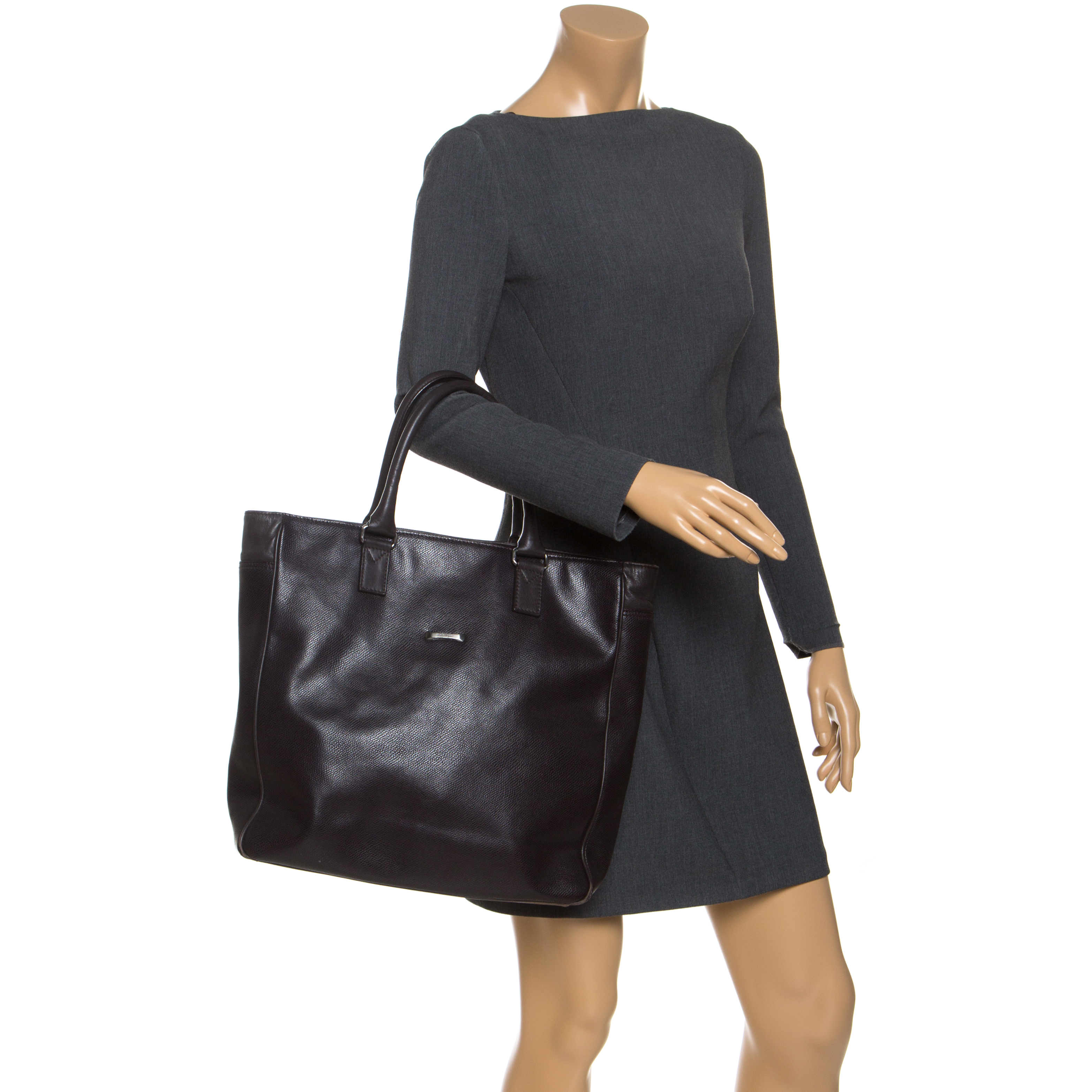 

Salvatore Ferragamo Black Leather Tote, Brown