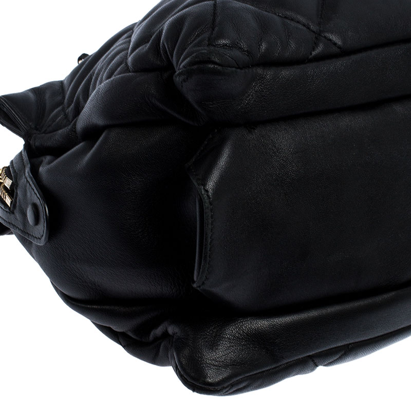 Pre-owned Salvatore Ferragamo Black Quilted Leather Ginette Chain Shoulder Bag