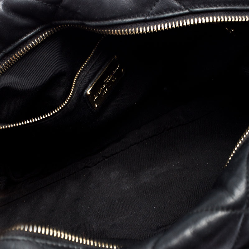 Pre-owned Salvatore Ferragamo Black Quilted Leather Ginette Chain Shoulder Bag