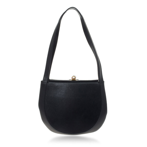 Pre Owned Salvatore Ferragamo Vintage Black Leather Shoulder Bag