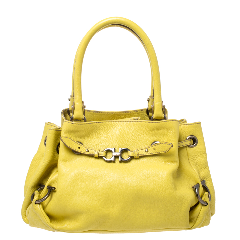 Pre Owned Salvatore Ferragamo Yellow Leather Satchel