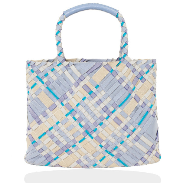 Pre Owned Salvatore Ferragamo Woven Grosgrain Ribbon Tote