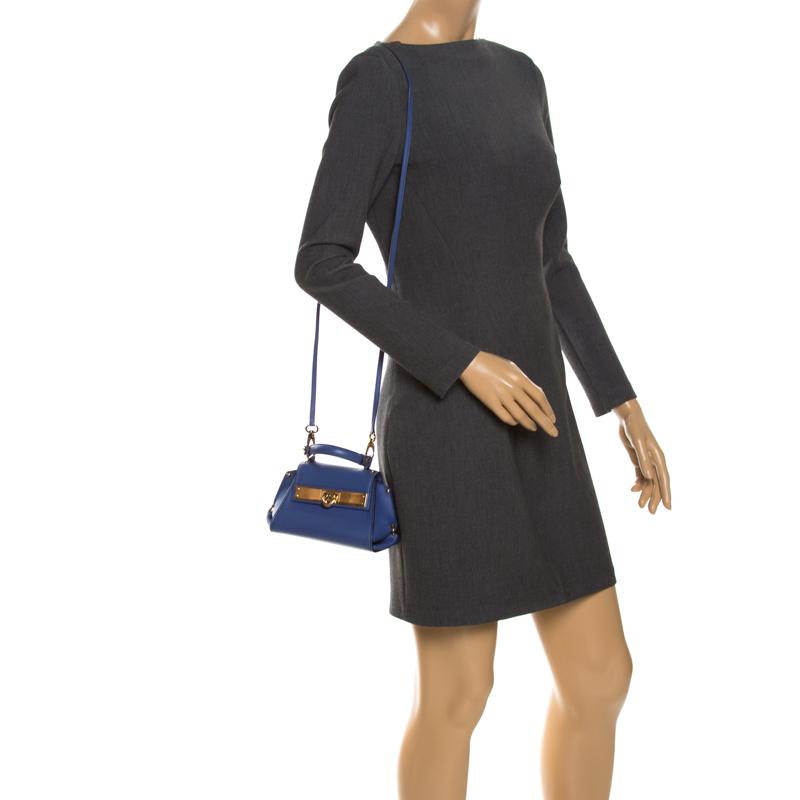 

Salvatore Ferragamo Blue Leather Mini Sofia Top Handle Bag