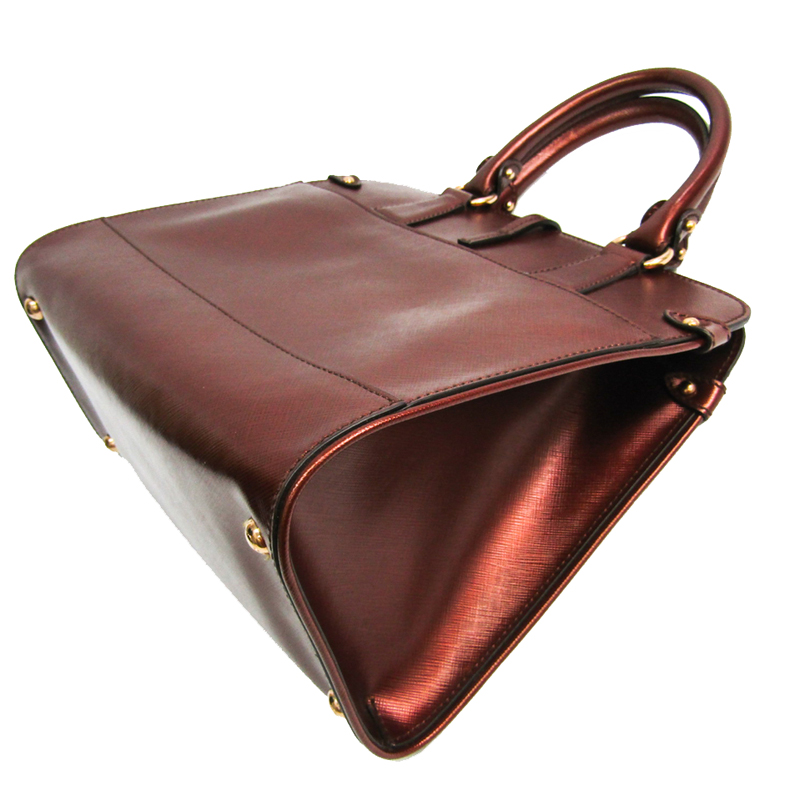

Salvatore Ferragamo Brown Embossed Leather Vertical Briana  Tote Bag