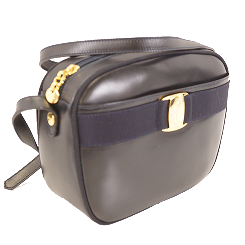 

Salvatore Ferragamo Navy Blue Leather Vara Shoulder Bag