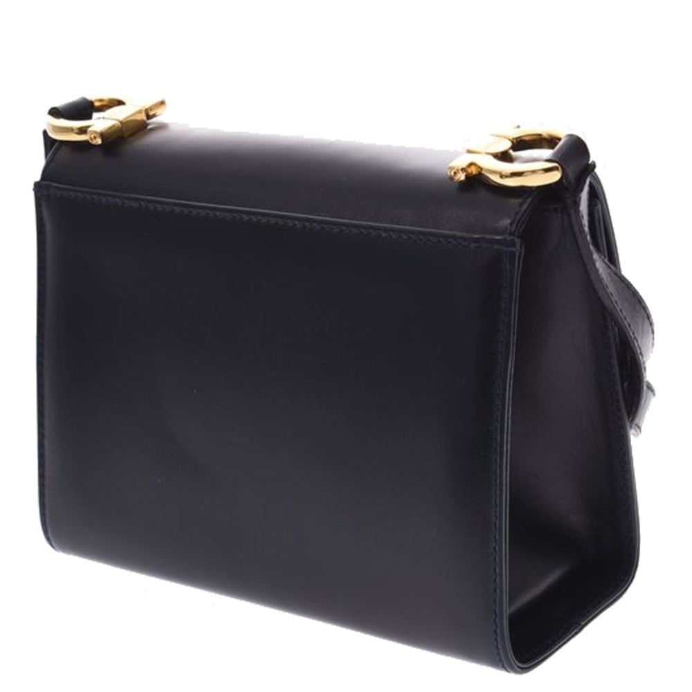 

Salvatore Ferragamo Navy Blue Leather Gancini Crossbody Bag