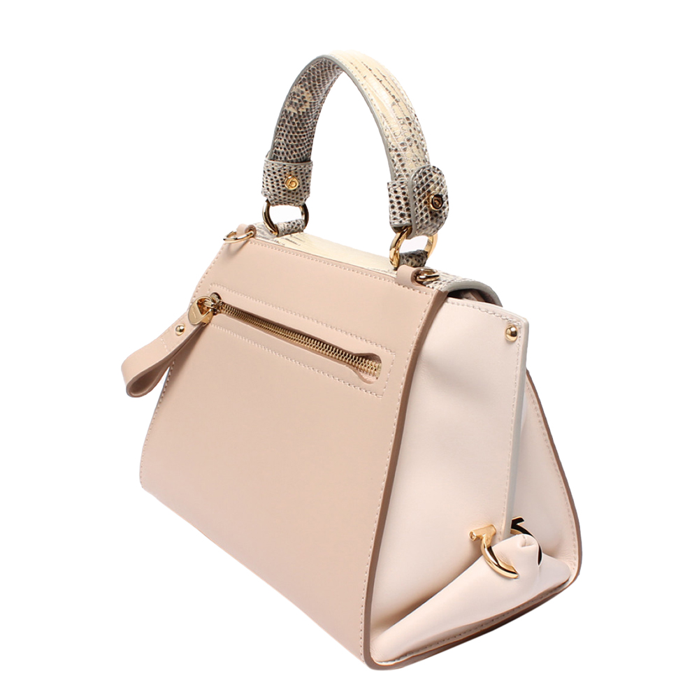 

Salvatore Ferragamo Beige Croc Leather Gancini Sofia Bag, Pink