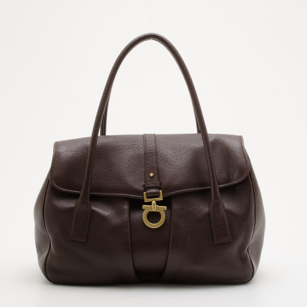 مملوكة مسبقًا Salvatore Ferragamo Leather Flap Front Top Handle Bag