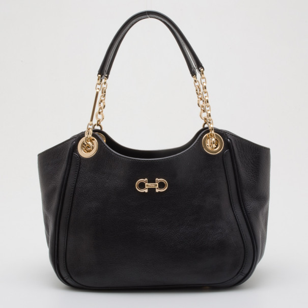 Pre Owned  Salvatore Ferragamo Black Betulla Leather Tote