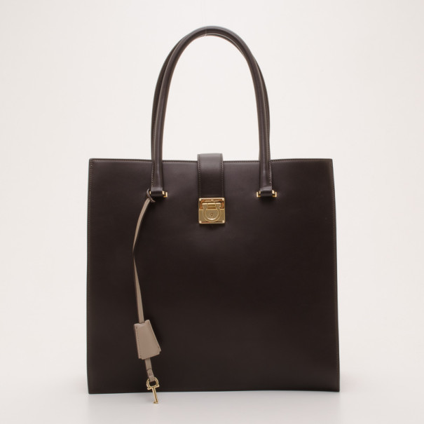 Pre Owned Salvatore Ferragamo Black Malina North South Tote