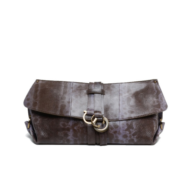 مملوكة مسبقًا Salvatore Ferragamo Perla Large Python Clutch