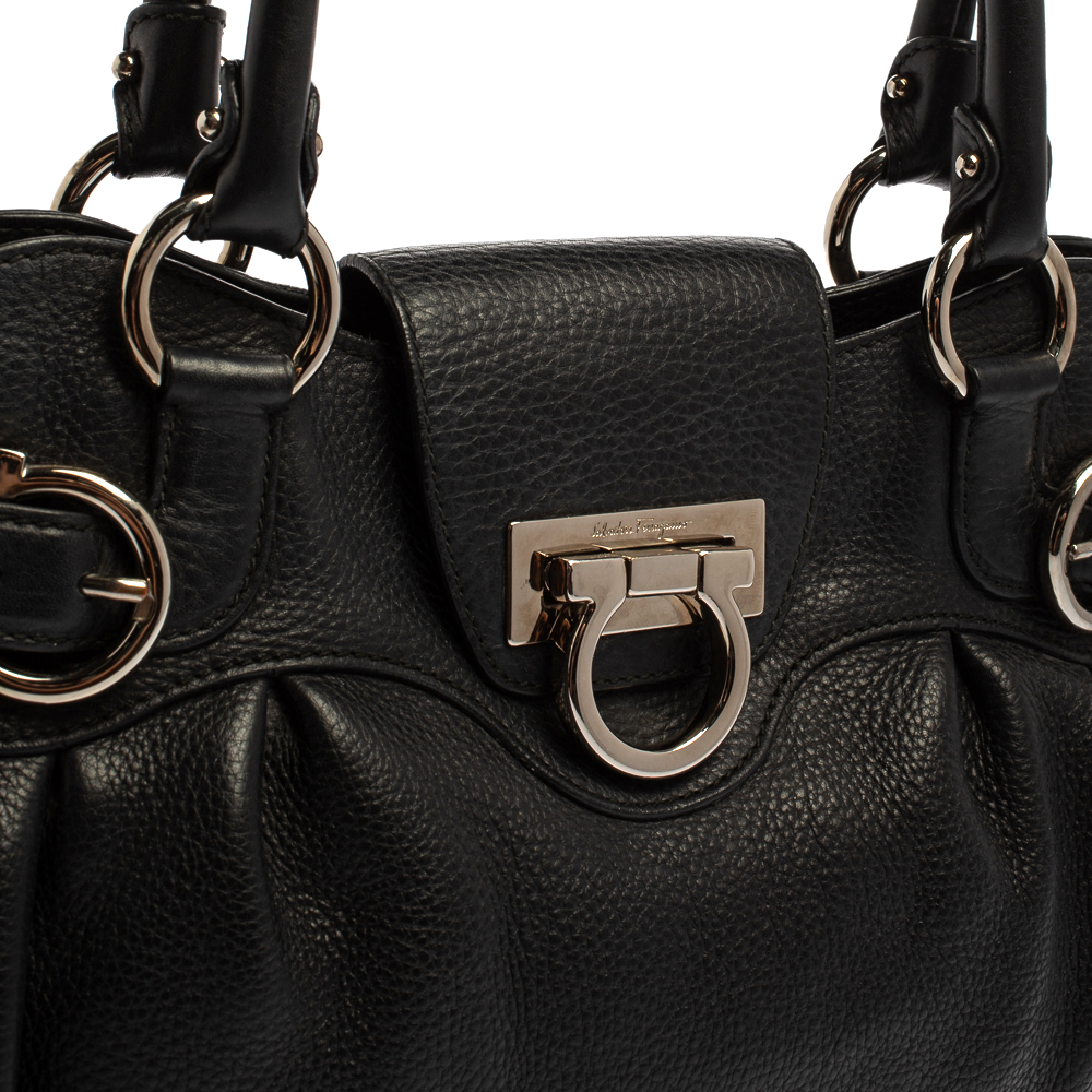 

Salvatore Ferragamo Black Leather Marisa Satchel