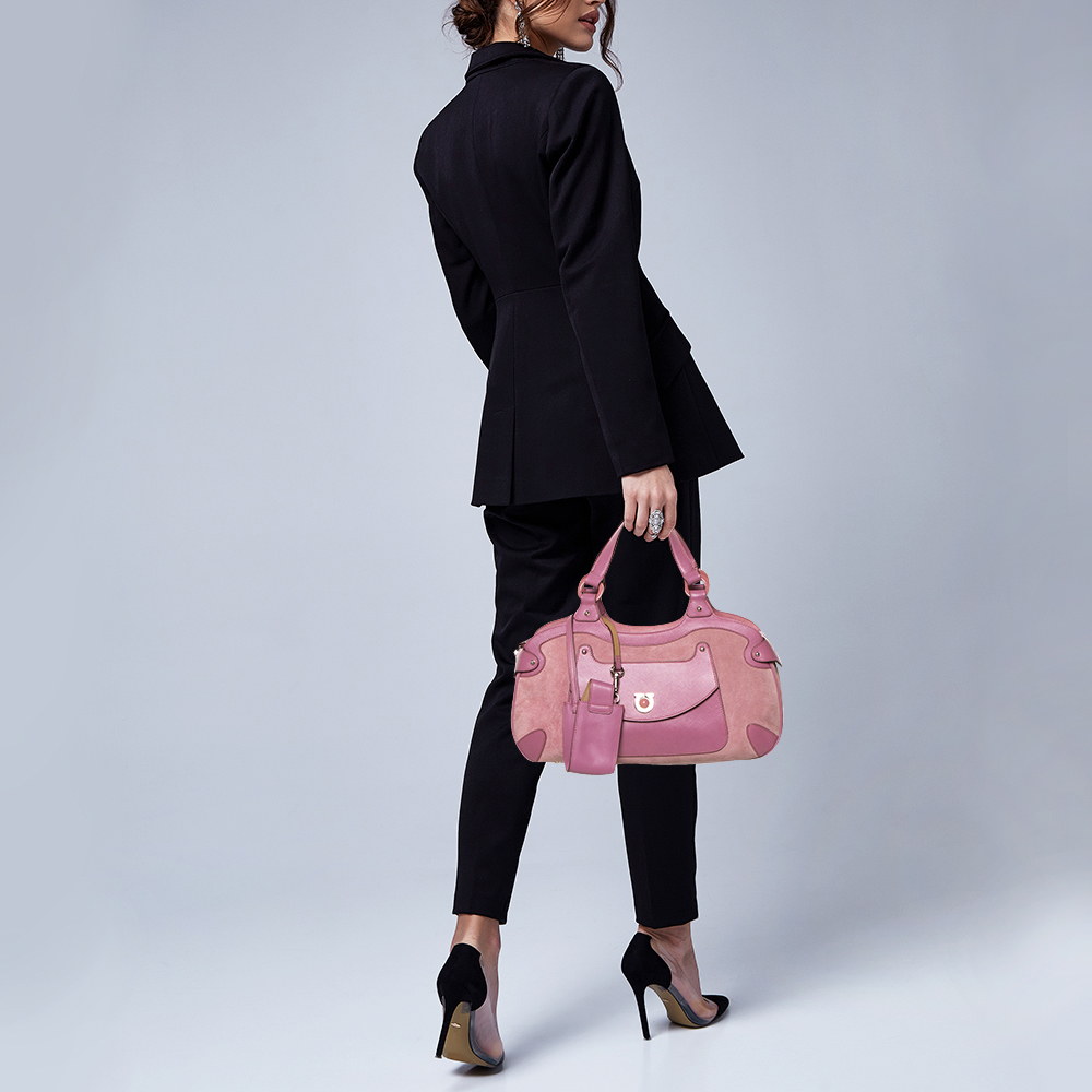 

Salvatore Ferragamo Pink Suede and Leather Satchel