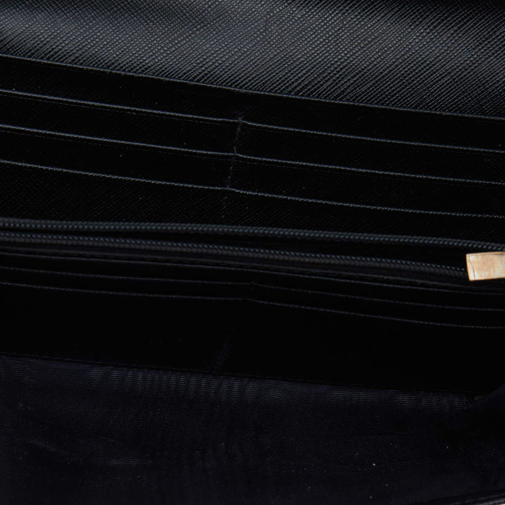 

Salvatore Ferragamo Black Saffiano Leather Continental Wallet