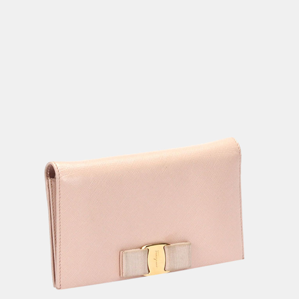 

Salvatore Ferragamo Pink Leather Miss Vara Bow Chain Wallet