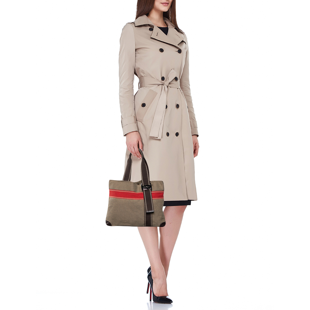 

Salvatore Ferragamo Multicolor Canvas and Leather Tote