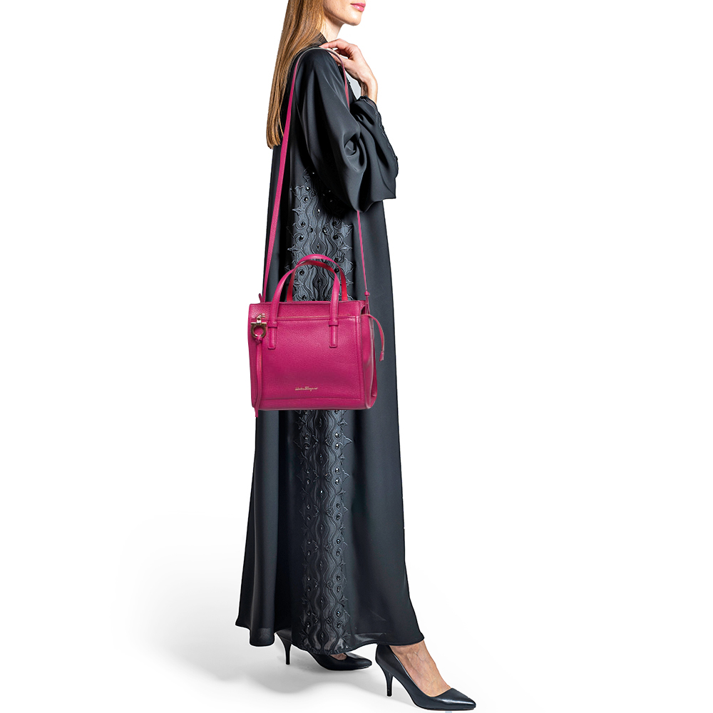 

Salvatore Ferragamo Magenta Leather  Amy Tote, Pink