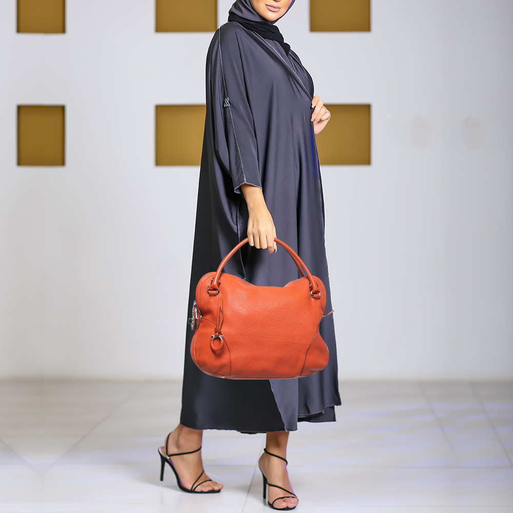 

Salvatore Ferragamo Orange Leather Logo Satchel