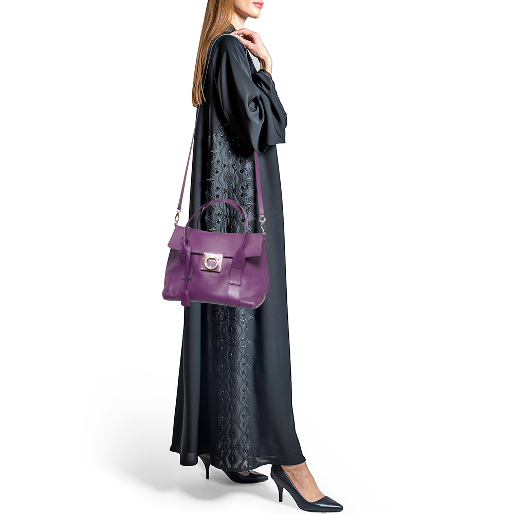 

Salvatore Ferragamo Purple Leather Sookie Tote