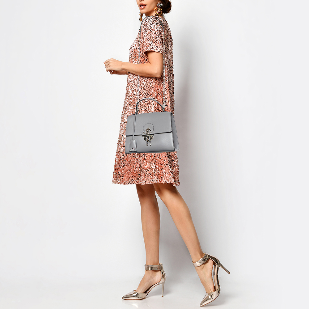 

Salvatore Ferragamo Grey Leather Letty Top Handle bag