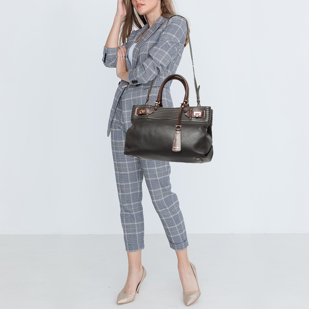 

Salvatore Ferragamo Choco Brown Leather Tote