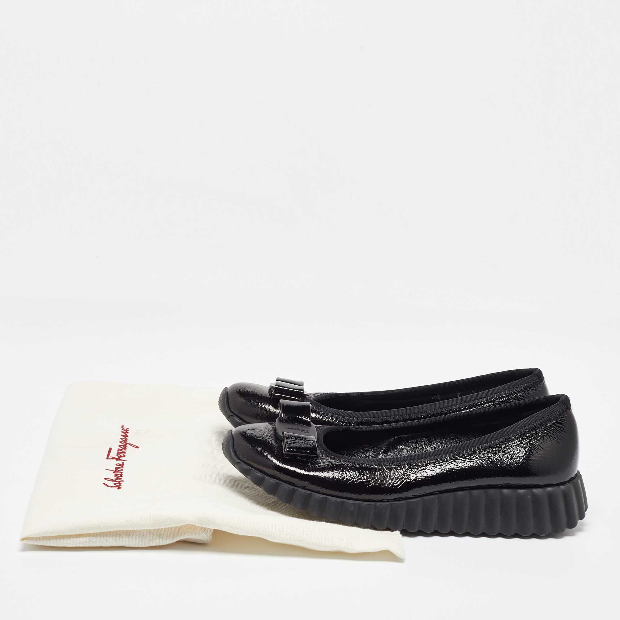 Salvatore Ferragamo Black Patent Leather Smoking Slippers 37.5 