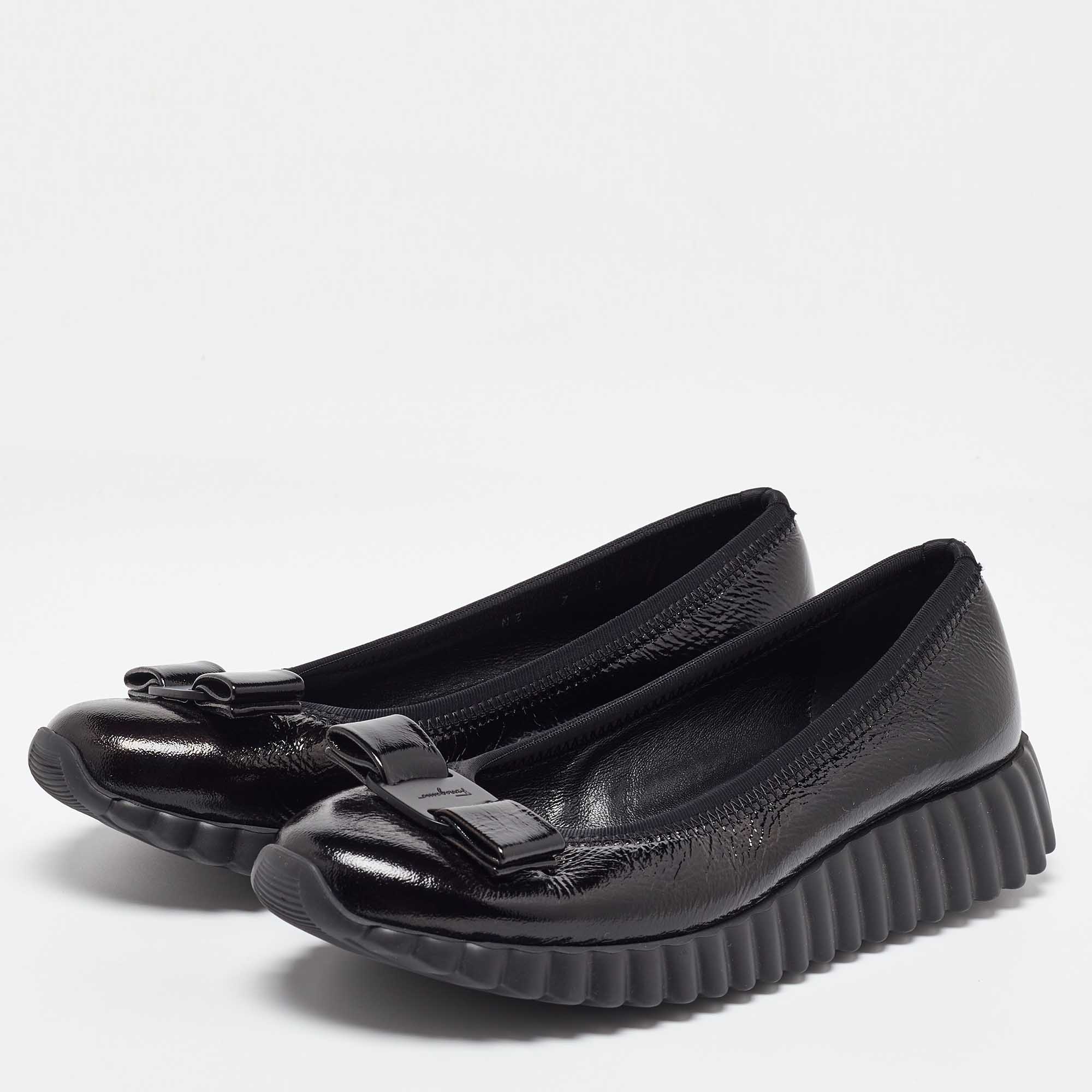 Salvatore Ferragamo Black Patent Leather Smoking Slippers 37.5 