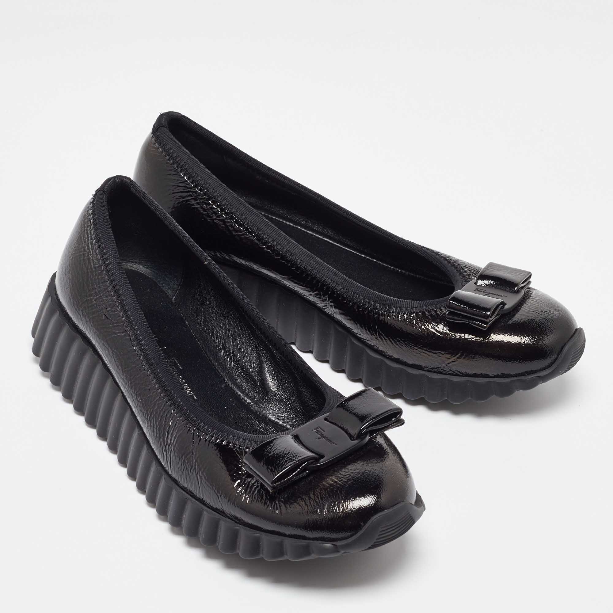Salvatore Ferragamo Black Patent Leather Smoking Slippers 37.5 