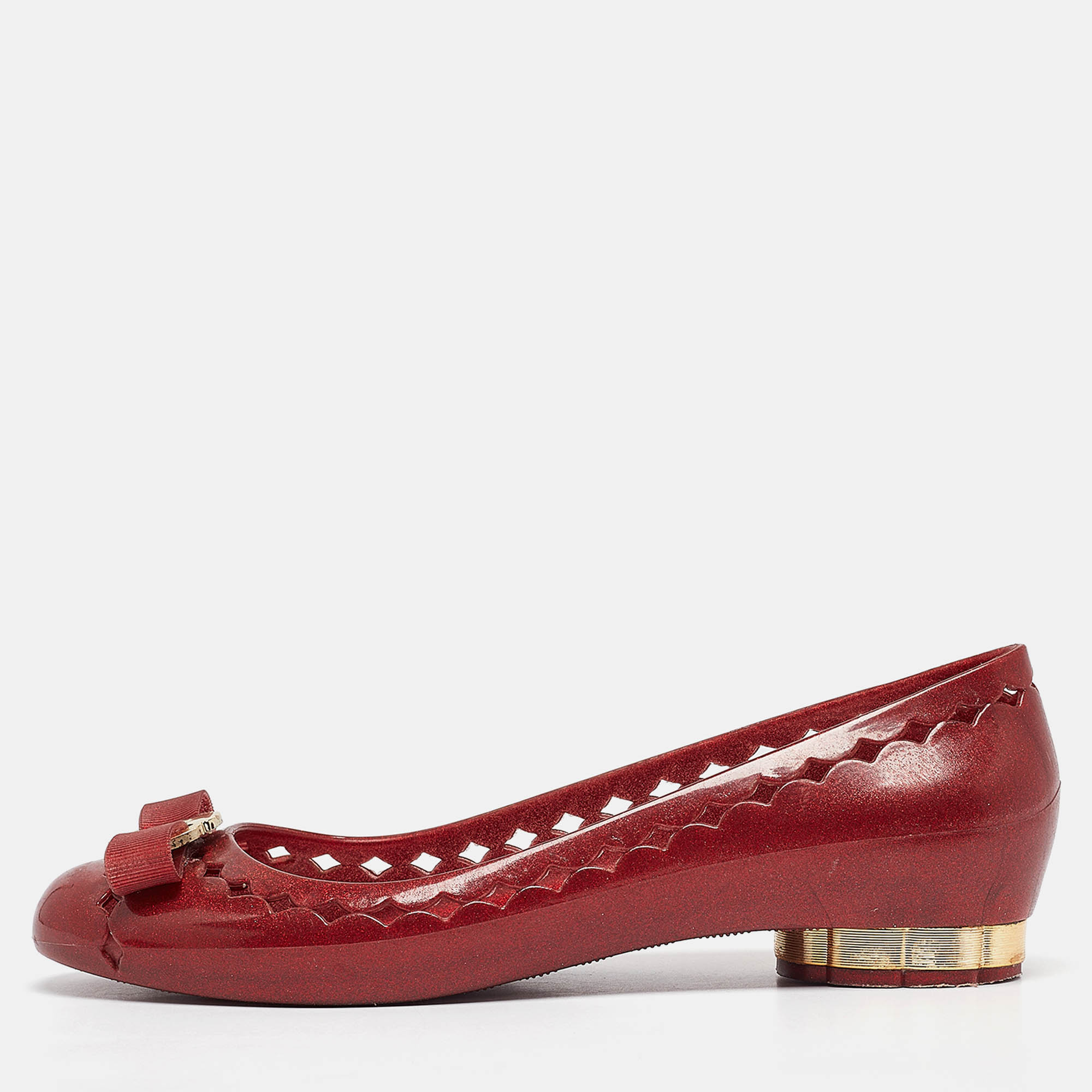 

Salvatore Ferragamo Red Jelly Ballet Flats Size