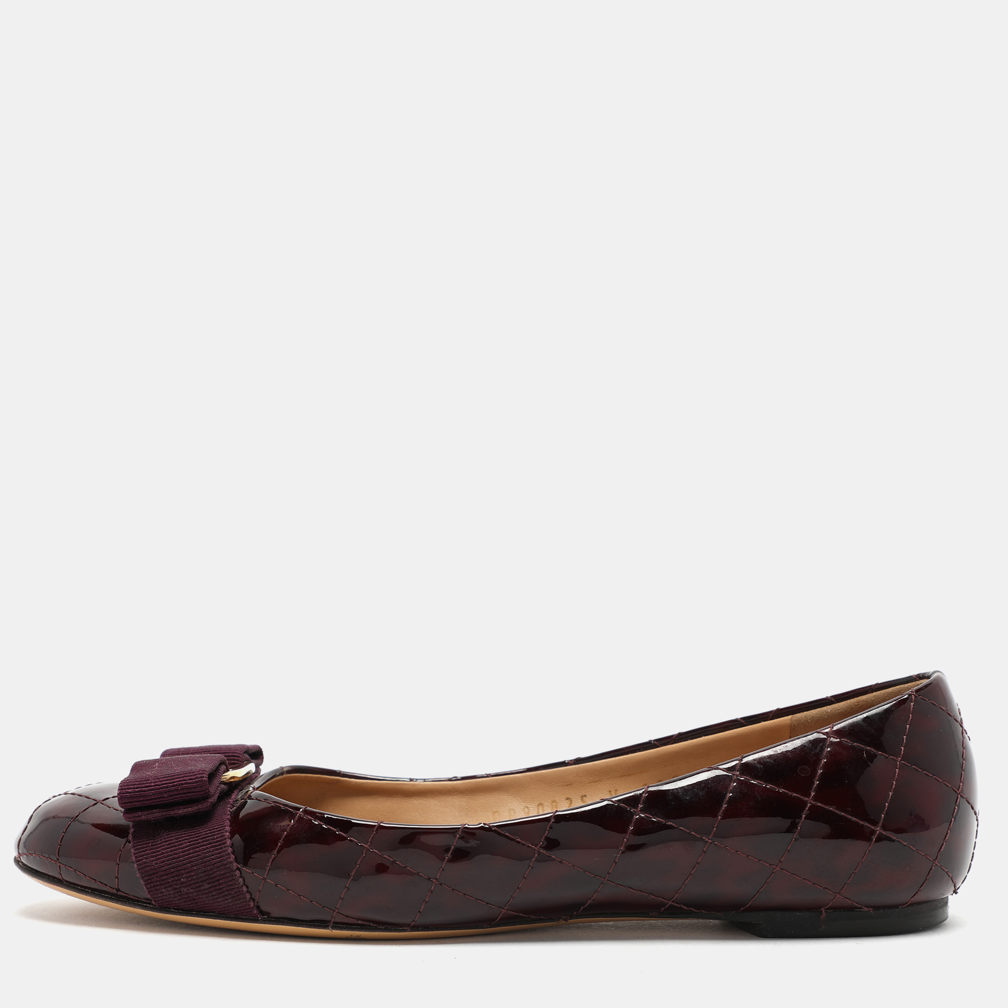 

Salvatore Ferragamo Burgundy Patent Leather Varina Ballet Flats Size 36