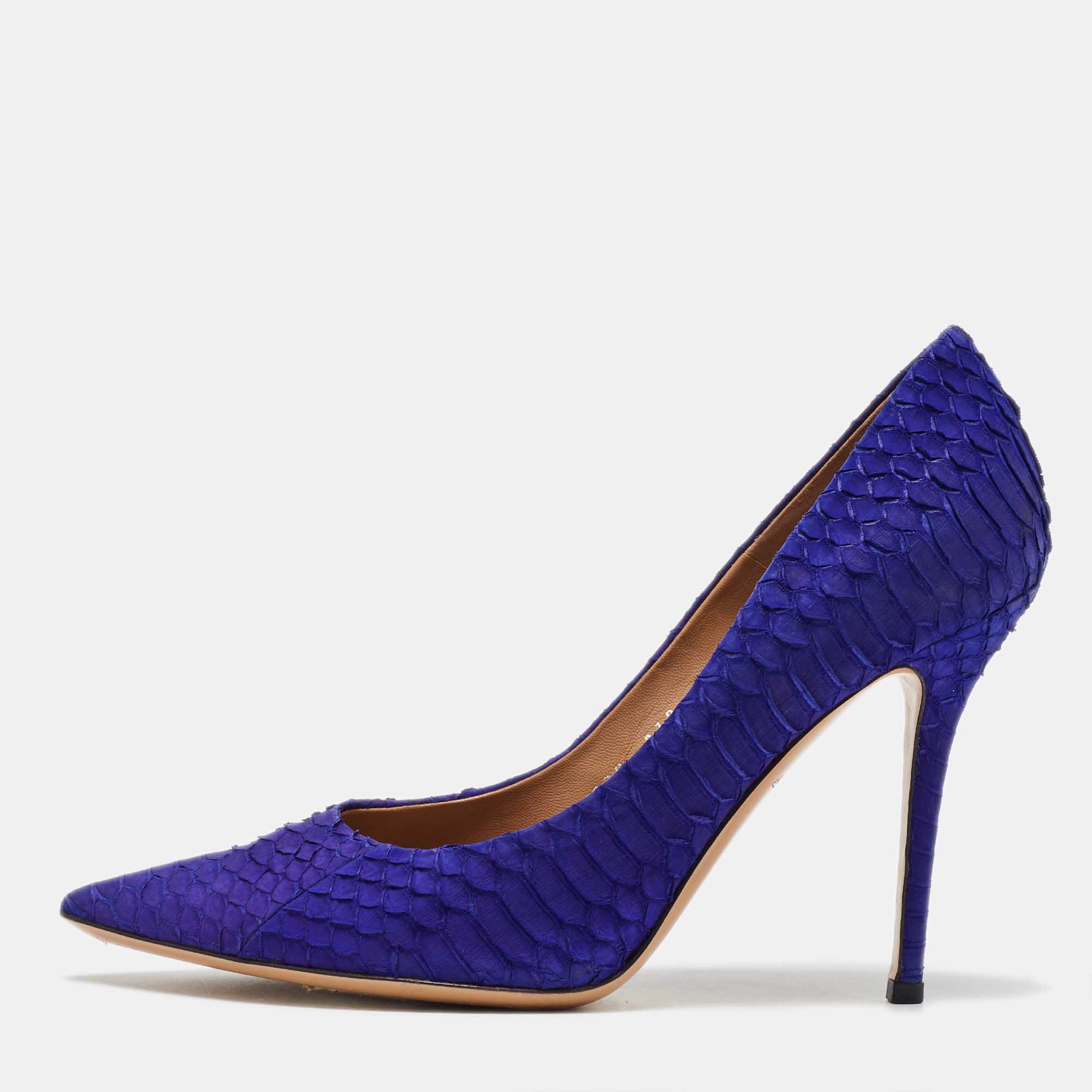 

Salvatore Ferragamo Indigo Purple Python Pointed Toe Pumps Size 39