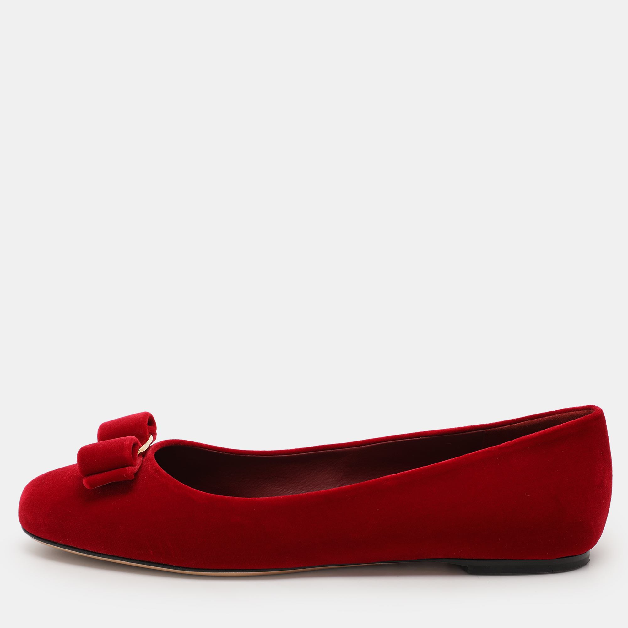 

Salvatore Ferragamo Red Velvet Varina Ballet Flats Size 39.5