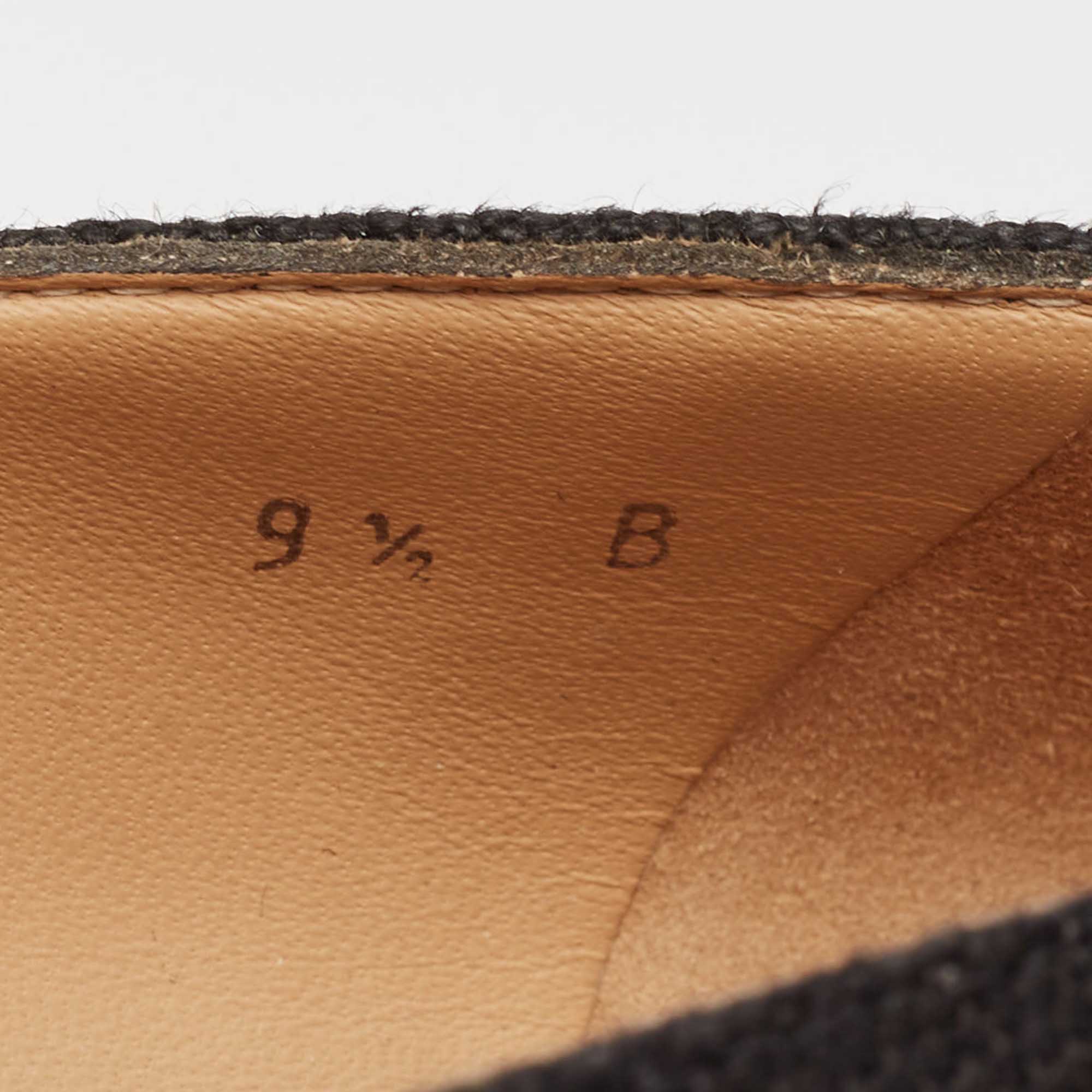 Salvatore Ferragamo Black Canvas Vara Bow Darly Espadrille Wedge Pumps Size 40 