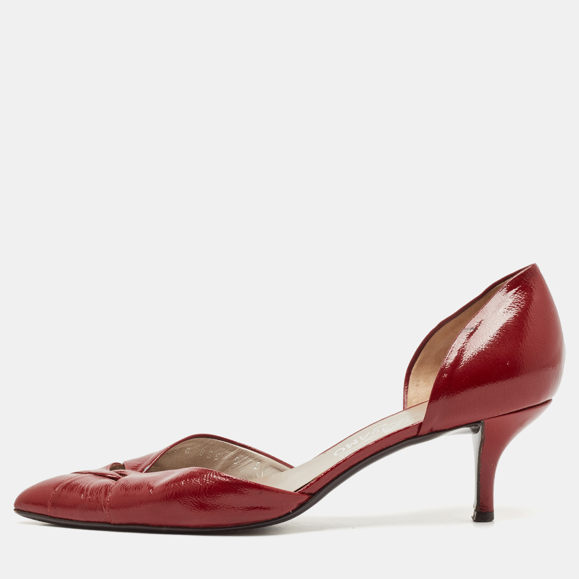 

Salvatore Ferragamo Red Leather D'orsay Pumps Size 39.5