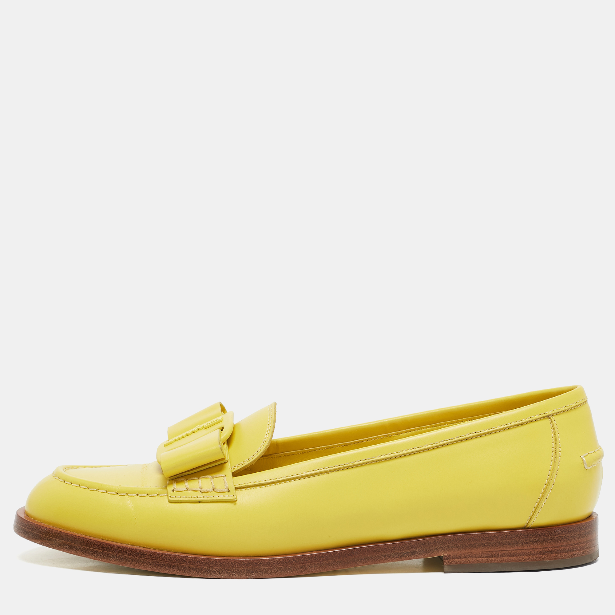 

Salvatore Ferragamo Yellow Leather Viva Loafers Size 40