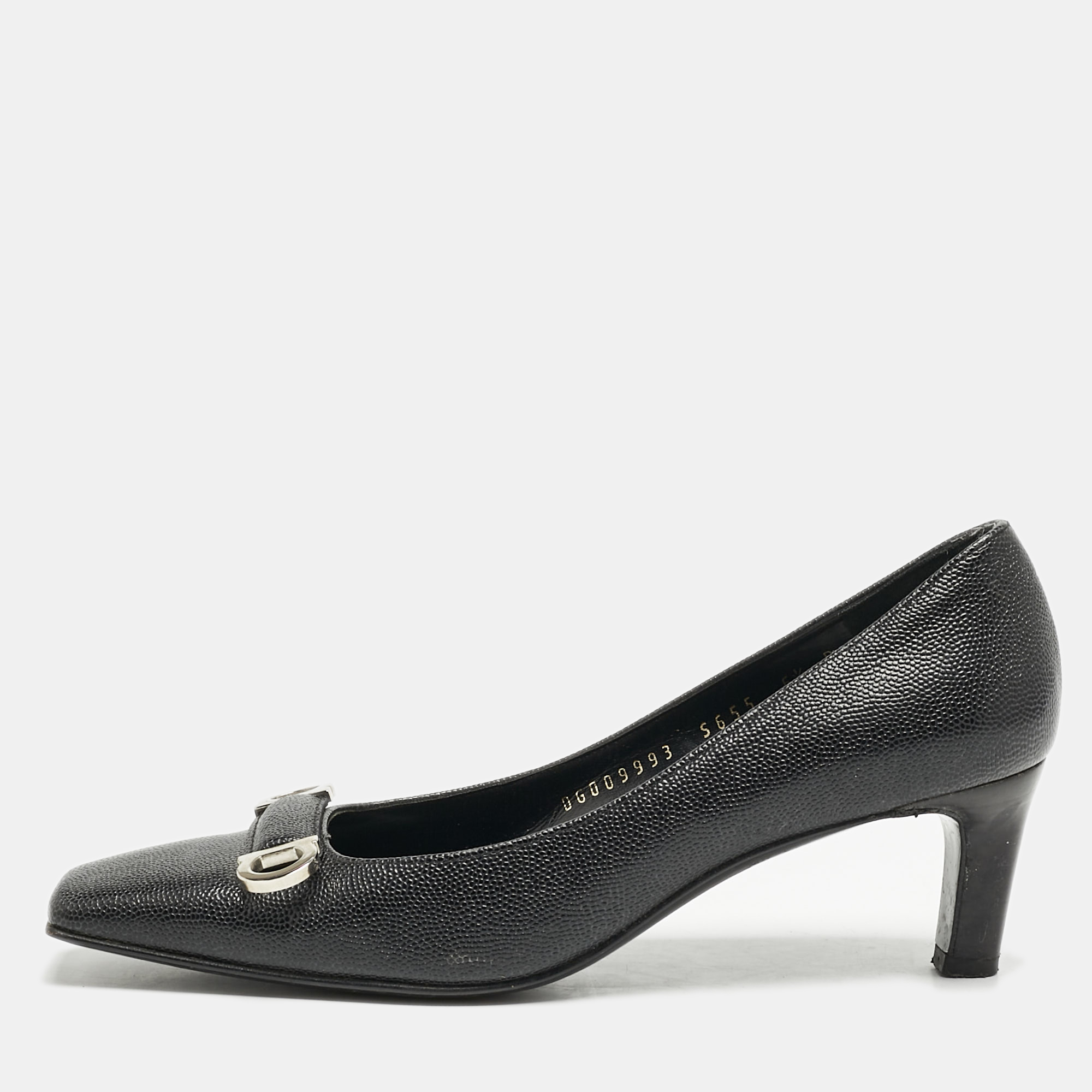 

Salvatore Ferragamo Black Leather Square Toe Pumps Size 37