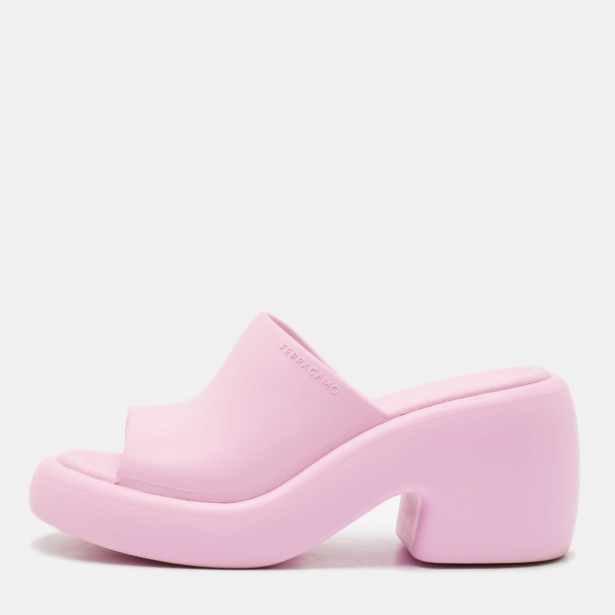 

Salvatore Ferragamo Lilac Rubber Deva Slide Sandals Size 38.5, Purple