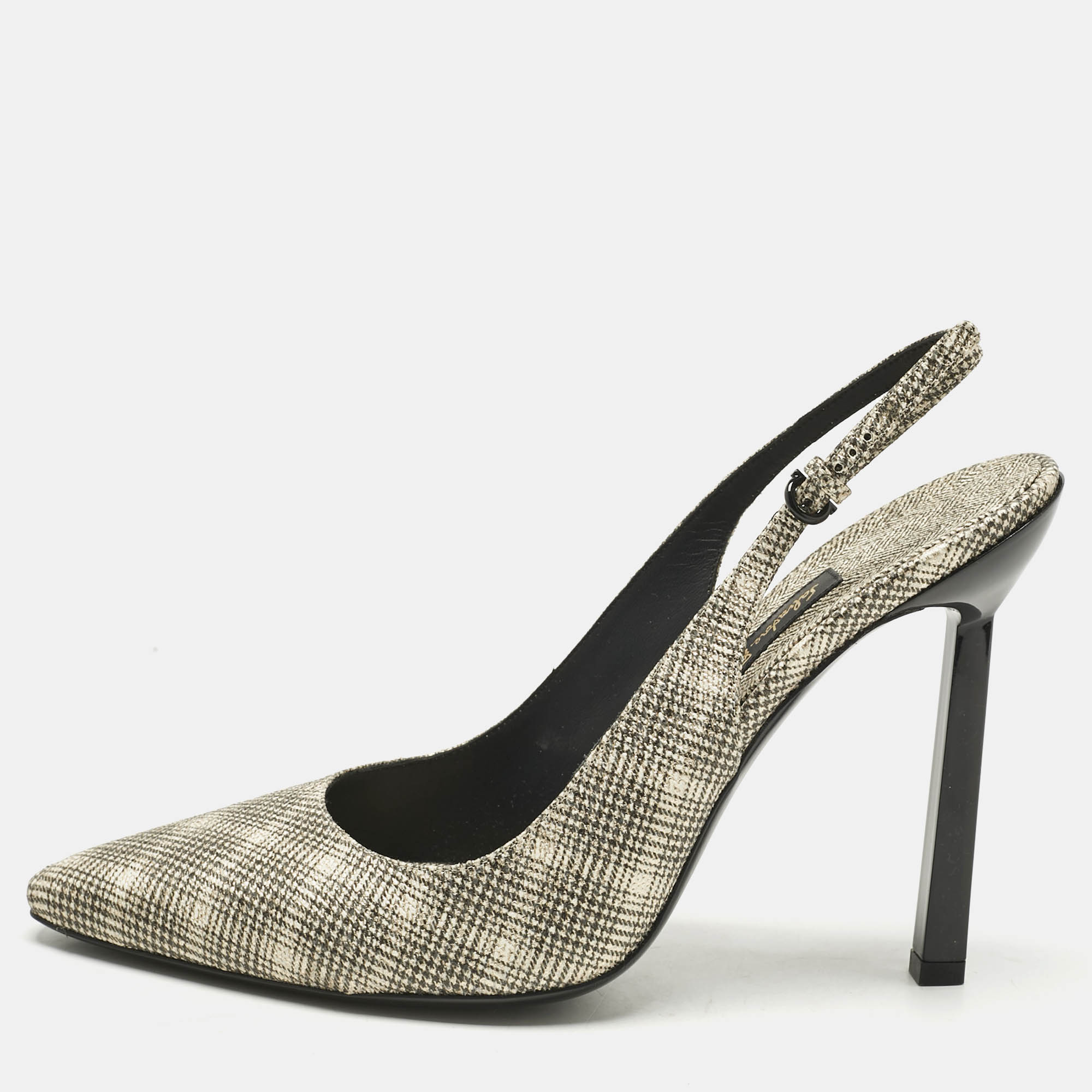

Salvatore Ferragamo Beige Canvas Jessoe X5 Slingback Pumps Size 41