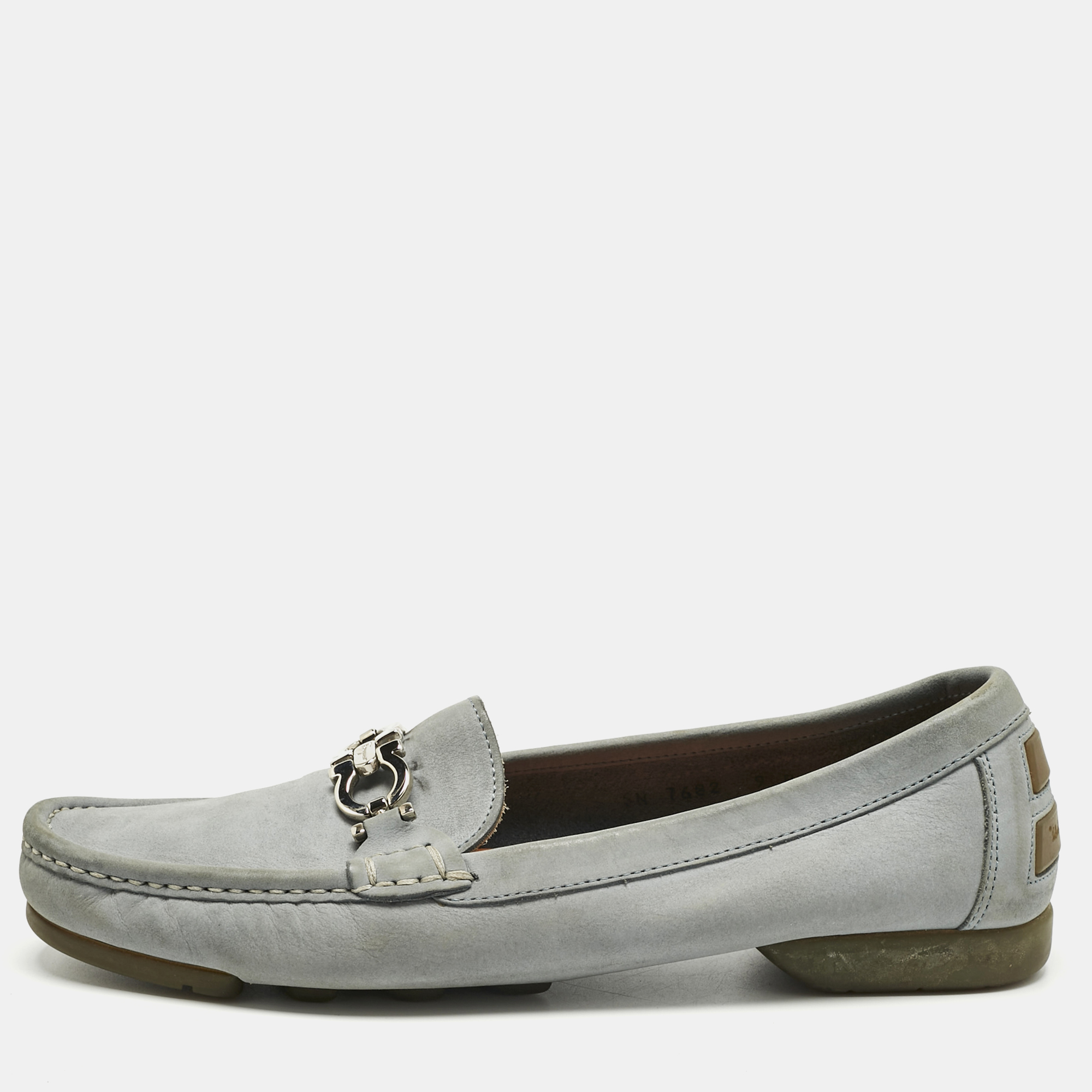 

Salvatore Ferragamo Blue Leather Gancini Loafers Size 39.5