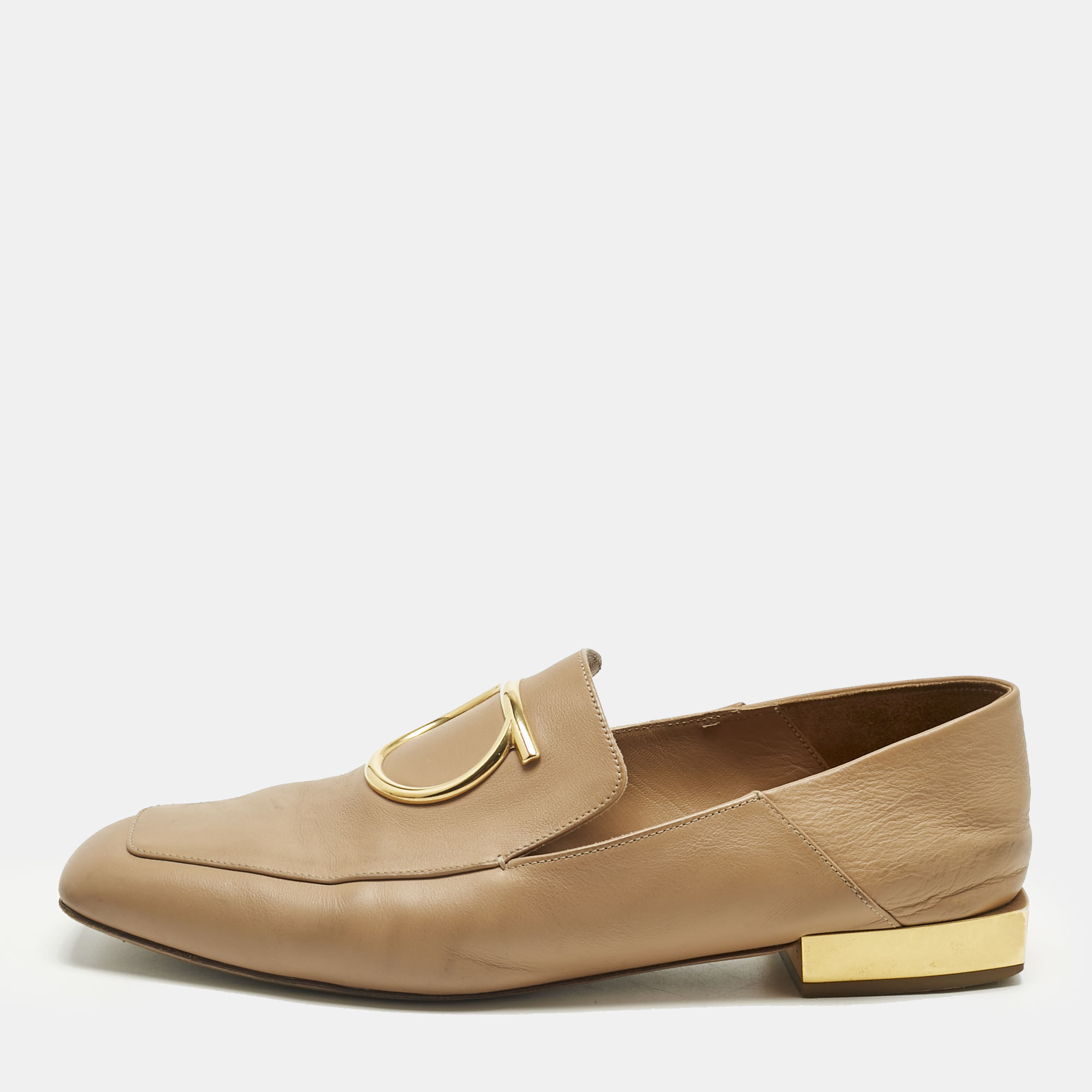 Pre-owned Ferragamo Beige Leather Lana Loafers Size 39 In Sand